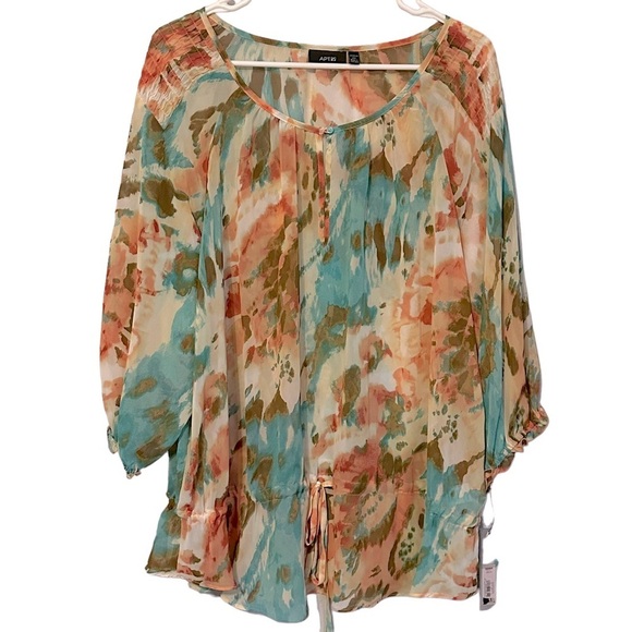 APT. 9 Peplum Drawstring Peasant Blouse NWT Size 2X MN12110 - Picture 1 of 12